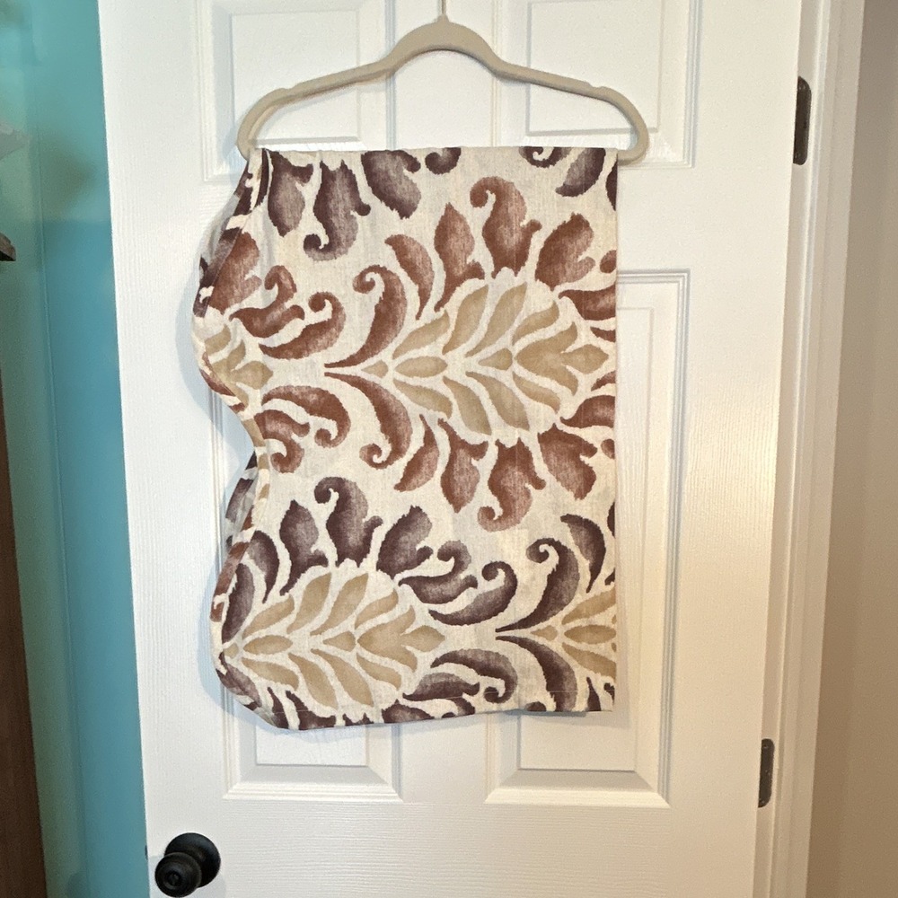 Floral Damask earth tones valance lot 5 rod pocket 46 x 18 brown beige
